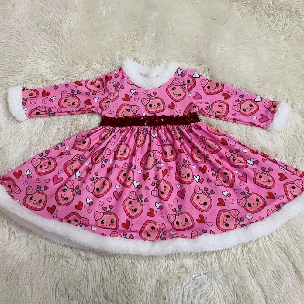 New cocomelon faux fur valentine's day boutique dress 2T